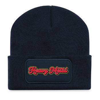 Retro Heavy Metal Typography - Recycled Patch Beanie - french navy - Front