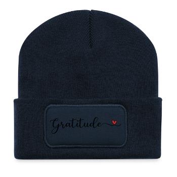 gratitude cute design with a heart - Recycled Patch Beanie - french navy - Front