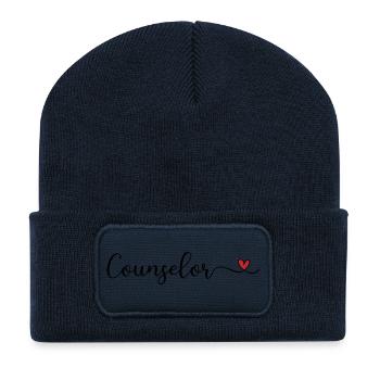 Conseiller au cœur - Beanie recyclé à patch - bleu marine - Devant