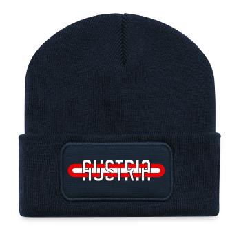 Austria Österreich Minimalistisch Heimat - Recycelte Patch Beanie - French Navy - Vorne