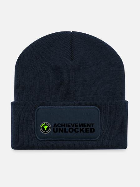 Achievement Unlocked Gamer - Beanie recyclé à patch - bleu marine