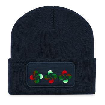 Croix Basque Lauburu - Beanie recyclé à patch - bleu marine - Devant