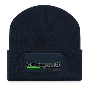 Gamer sterben nicht - Recycelte Patch Beanie - French Navy - Vorne