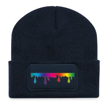 maler painter pinsel paint farbe artist color colo - Recycelte Patch Beanie - French Navy - Vorne