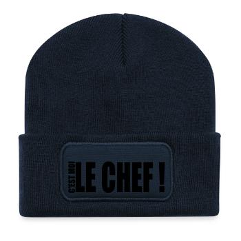 c'est moi le chef ! - Beanie recyclé à patch - bleu marine - Devant