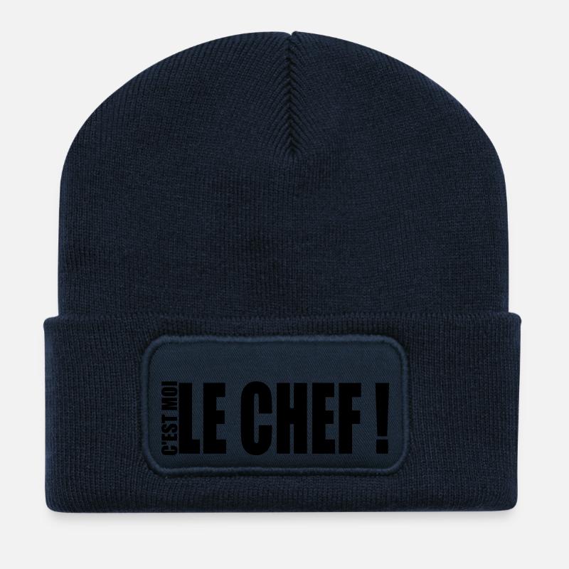 c'est moi le chef ! - Beanie recyclé à patch - bleu marine