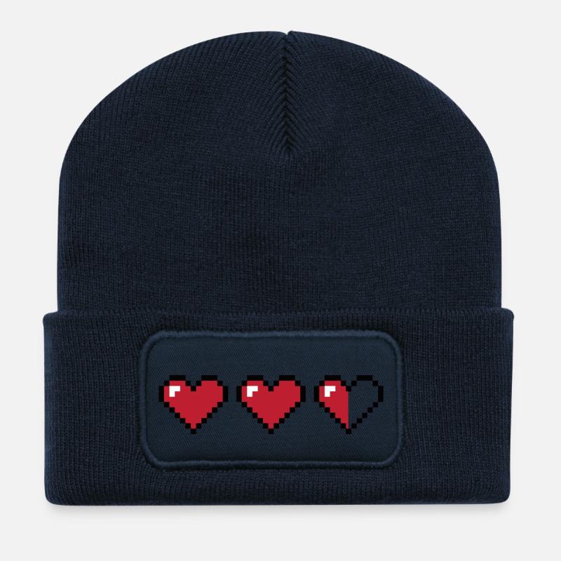 Cœurs - Beanie recyclé à patch - bleu marine