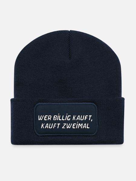 wer billig kauft kauft zweimal - Recycelte Patch Beanie - French Navy