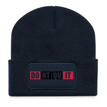 sports endurance fitness cool texte logo ne t quit n - Beanie recyclé à patch - bleu marine - Devant