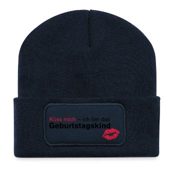 Kiss Me - Birthday Boy - Recycled Patch Beanie - french navy - Front