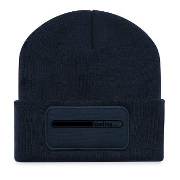 barre de chargement / / enceinte / / bébé à venir - Beanie recyclé à patch - bleu marine - Devant