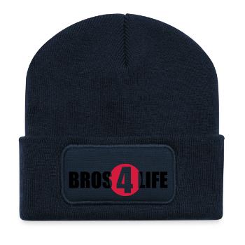 Bros 4 Life Logo Design - Recycelte Patch Beanie - French Navy - Vorne