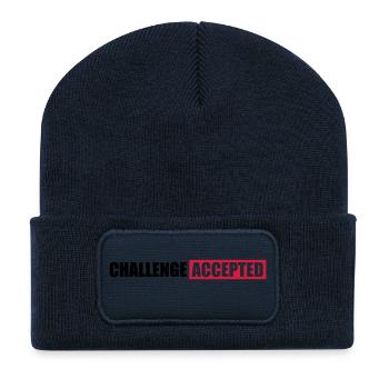 Challenge Accepted Text Design - Recycelte Patch Beanie - French Navy - Vorne