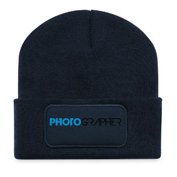 Photographe cool texte Design - Beanie recyclé à patch - bleu marine - Devant