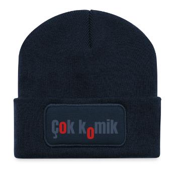 cok komik grey red - Recycelte Patch Beanie - French Navy - Vorne