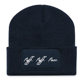 Puffpuff weis - Recycelte Patch Beanie - French Navy - Vorne