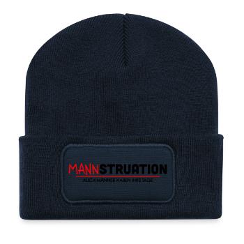 Mannstruation Maenner Tage Spruch - Recycelte Patch Beanie - French Navy - Vorne