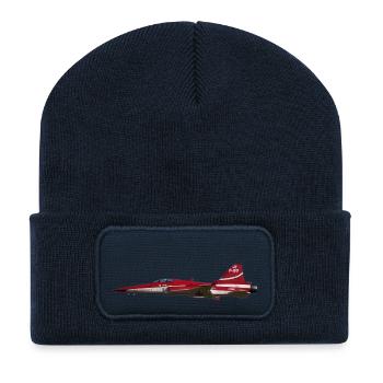 Fighter jet - Recycled Patch Beanie - french navy - Front