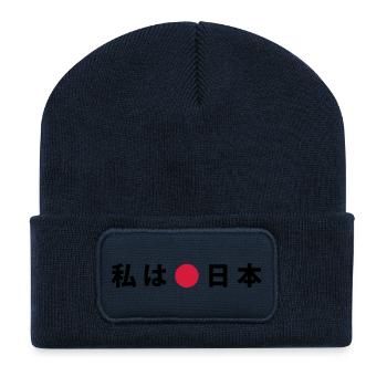 text love japan western 2c - Beanie recyclé à patch - bleu marine - Devant