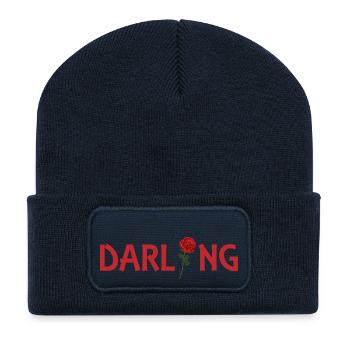 Darling - Beanie recyclé à patch - bleu marine - Devant