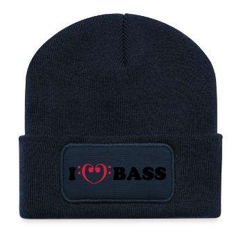 I love bass - Beanie recyclé à patch - bleu marine - Devant