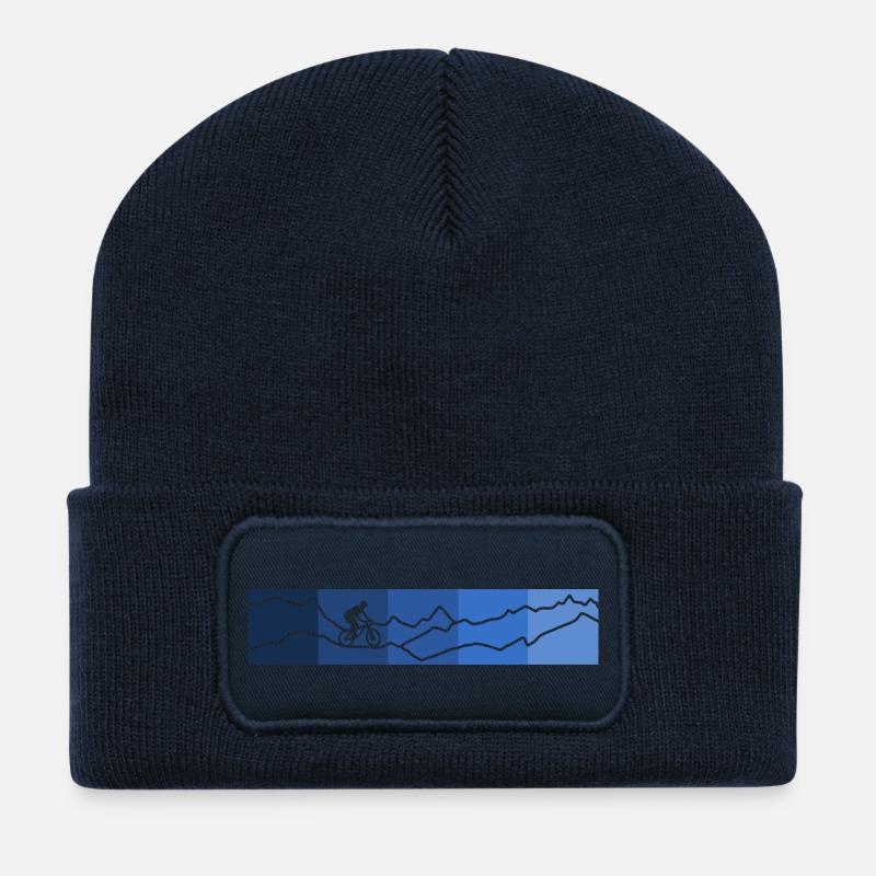mountainbike rechtecke blue - Recycelte Patch Beanie - French Navy