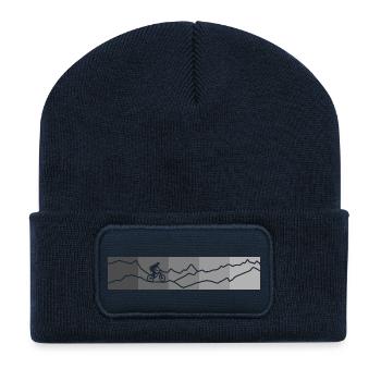 mountainbike rechtecke grau - Recycelte Patch Beanie - French Navy - Vorne