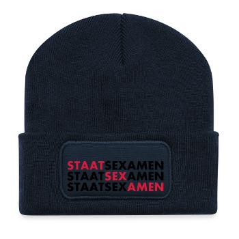 staatsexamen 3 fois - Beanie recyclé à patch - bleu marine - Devant