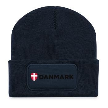 Drapeau national du Danemark - Beanie recyclé à patch - bleu marine - Devant