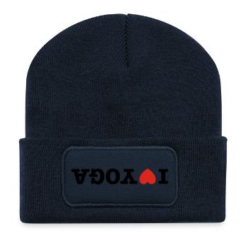 j'aime le yoga - Beanie recyclé à patch - bleu marine - Devant