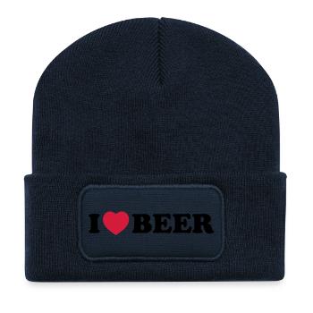 I love beer - Recycled Patch Beanie - french navy - Front