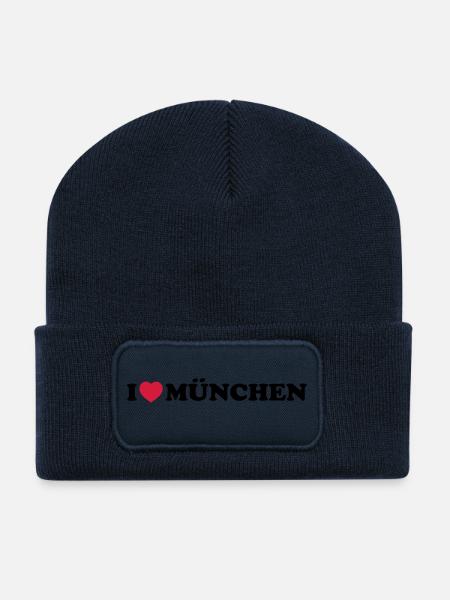 i love Munchen - Recycelte Patch Beanie - French Navy