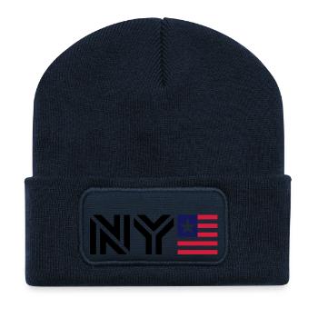 New York__V004 - Beanie recyclé à patch - bleu marine - Devant