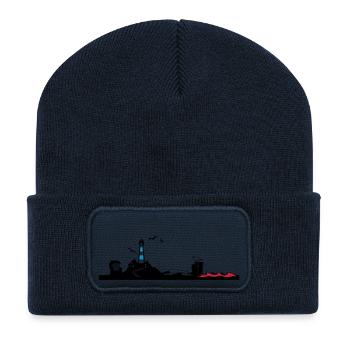 Silhouette mer du Nord - Beanie recyclé à patch - bleu marine - Devant
