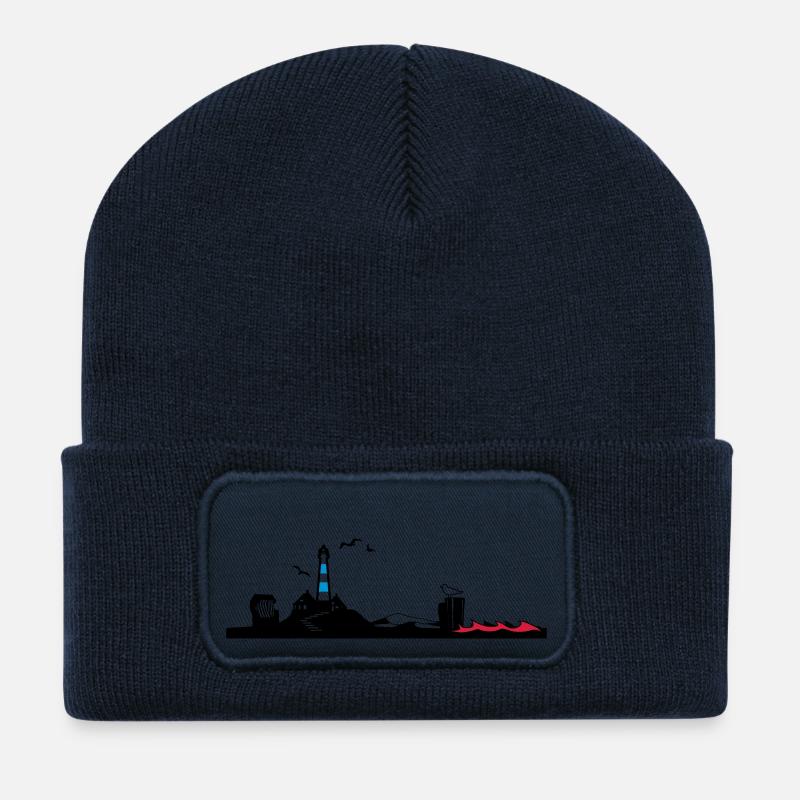 Silhouette mer du Nord - Beanie recyclé à patch - bleu marine