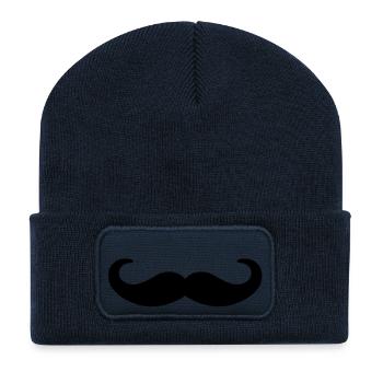 moustache - Beanie recyclé à patch - bleu marine - Devant