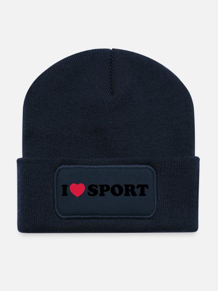 I love sport - Recycelte Patch Beanie - French Navy