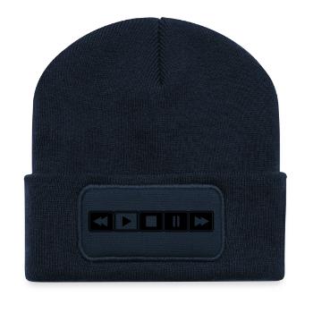 Lecteur de musique - Beanie recyclé à patch - bleu marine - Devant