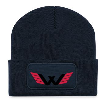 W Logo - Beanie recyclé à patch - bleu marine - Devant