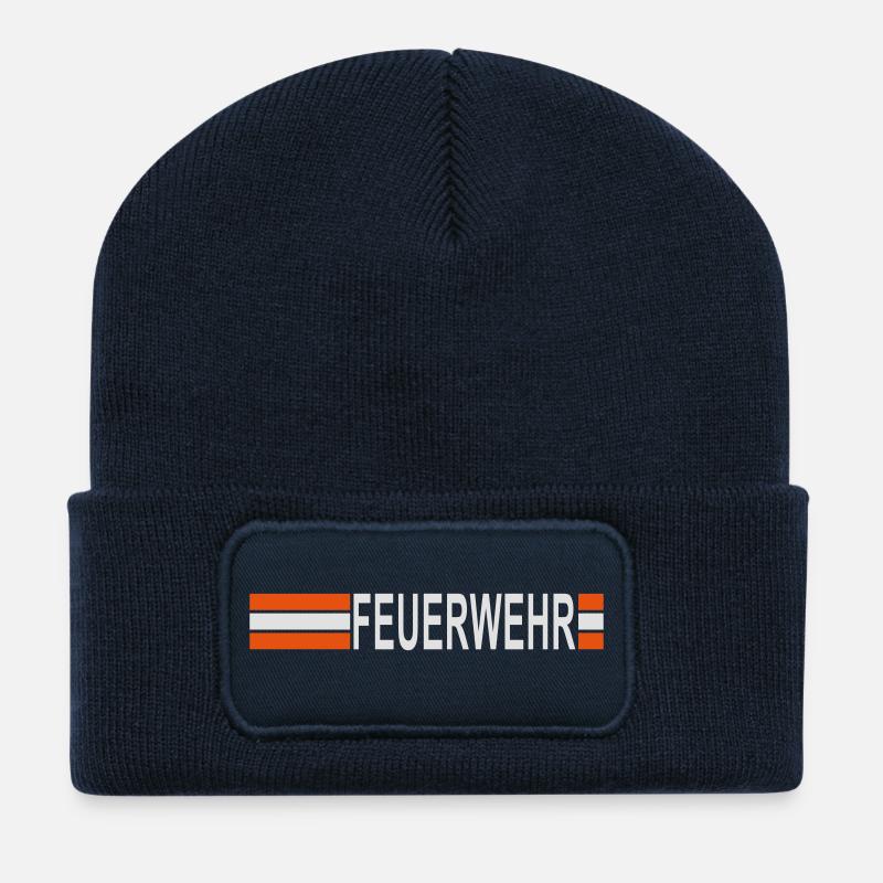 Feuerwehr Logo Streifen - Recycelte Patch Beanie - French Navy