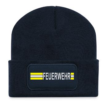 Fire Department logo stripes asymmetrically - Recycled Patch Beanie - french navy - Front