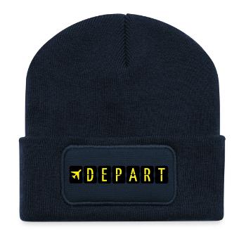 Départ - Beanie recyclé à patch - bleu marine - Devant