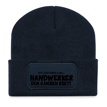 Gott schuf Himmel und Erde - Handwerker den Rest - Recycelte Patch Beanie - French Navy - Vorne