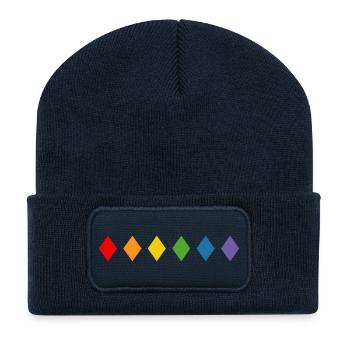 Losange arc-en-ciel - Beanie recyclé à patch - bleu marine - Devant