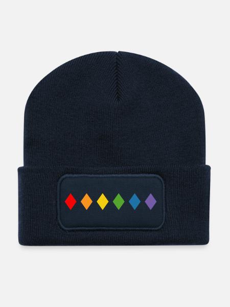 Regenbogen Rhombus - Recycelte Patch Beanie - French Navy