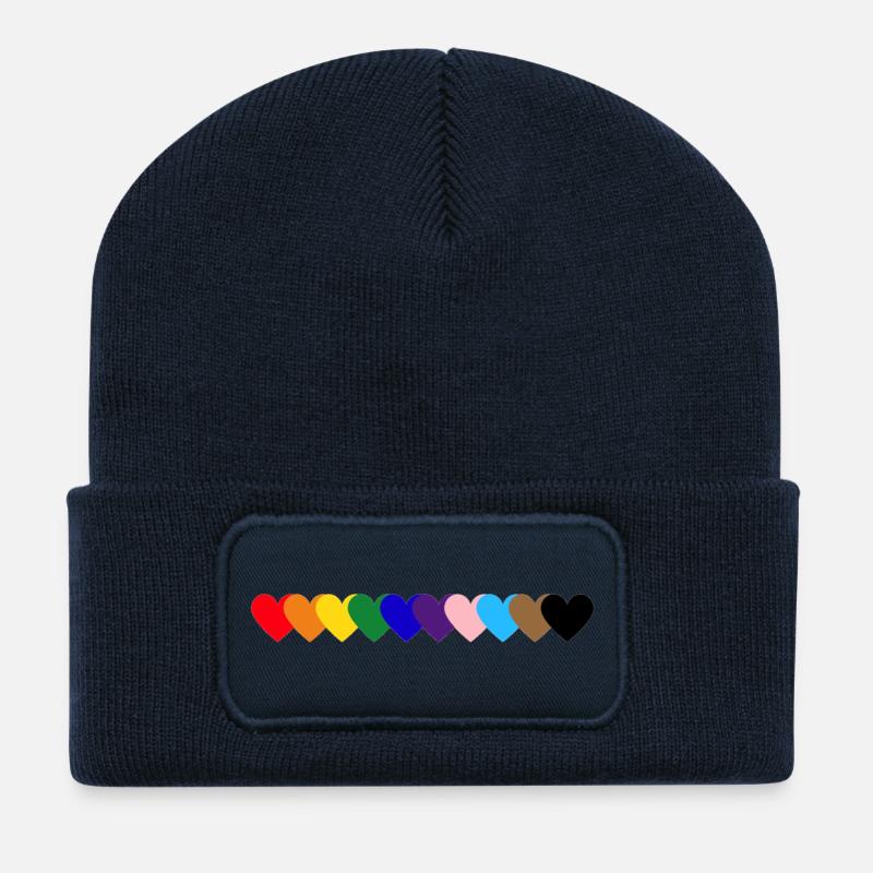 Regenbogen Herzen Pride - Recycelte Patch Beanie - French Navy