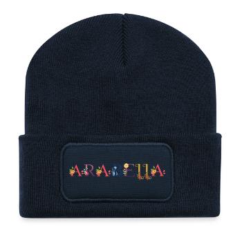 ARABELLA name adorned with flowers - Recycled Patch Beanie - french navy - Front