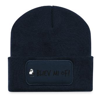 Mouette agacée – Bliev mi of ! - Beanie recyclé à patch - bleu marine - Devant