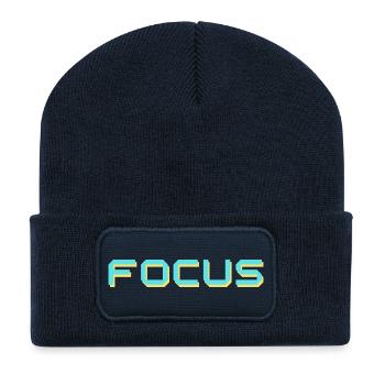 Focus - Beanie recyclé à patch - bleu marine - Devant