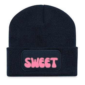 Modern Typography Cool Art Studio Brand Logo sweet - Recycelte Patch Beanie - French Navy - Vorne